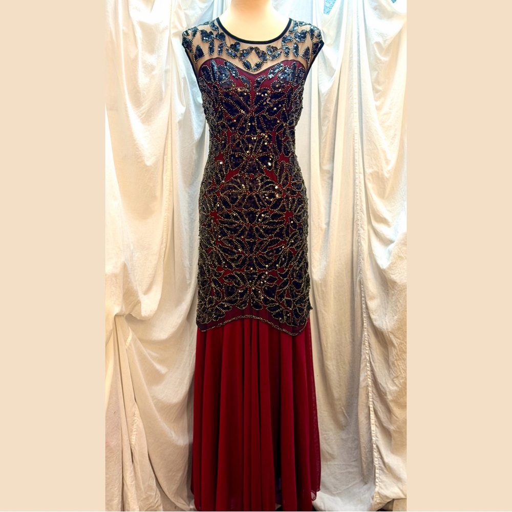 Gatsby 1920s Style Beaded Sequin Maxi Sheer Gown Dress by PrettyGuide Sz XXL. D1 - Picture 2 of 7